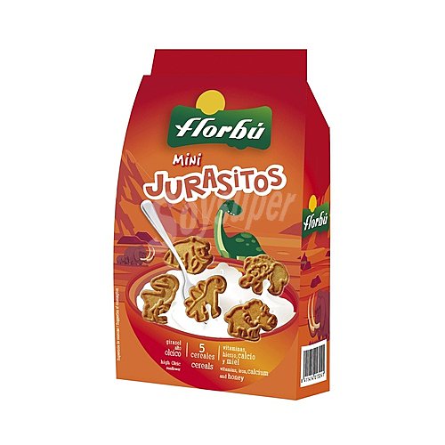 Florbú Galletas 5 cereales y miel, Mini Jurasitos Gallesauros florbú