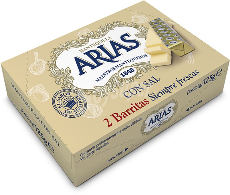 Arias Pastilla de mantequilla tradicional con sal arias