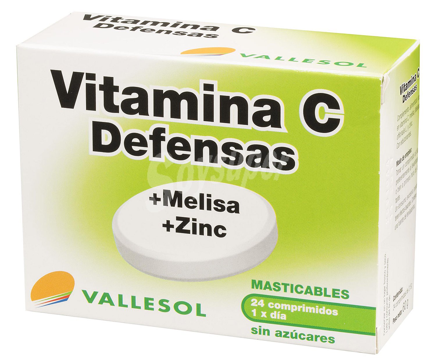 Complemento alimenticio en comprimidos masticables a base de vitamina C, Melisa y Zinc