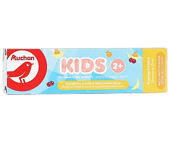 Pasta de dientes con flúor y sabor multifrutas, para niños a partir de 2 años auchan Kids