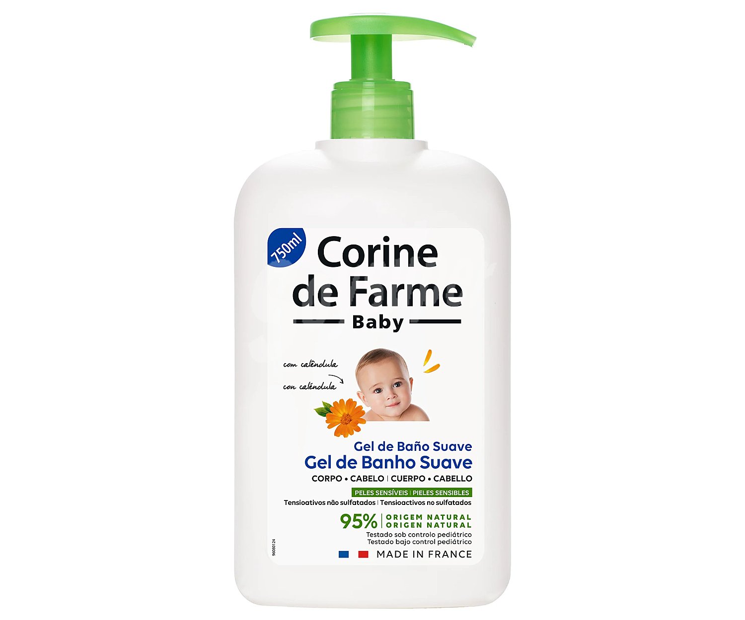 Corine DE farme Gel de baño para bebé para cabello y cuerpo, especial pieles sensibles corine DE farme Baby