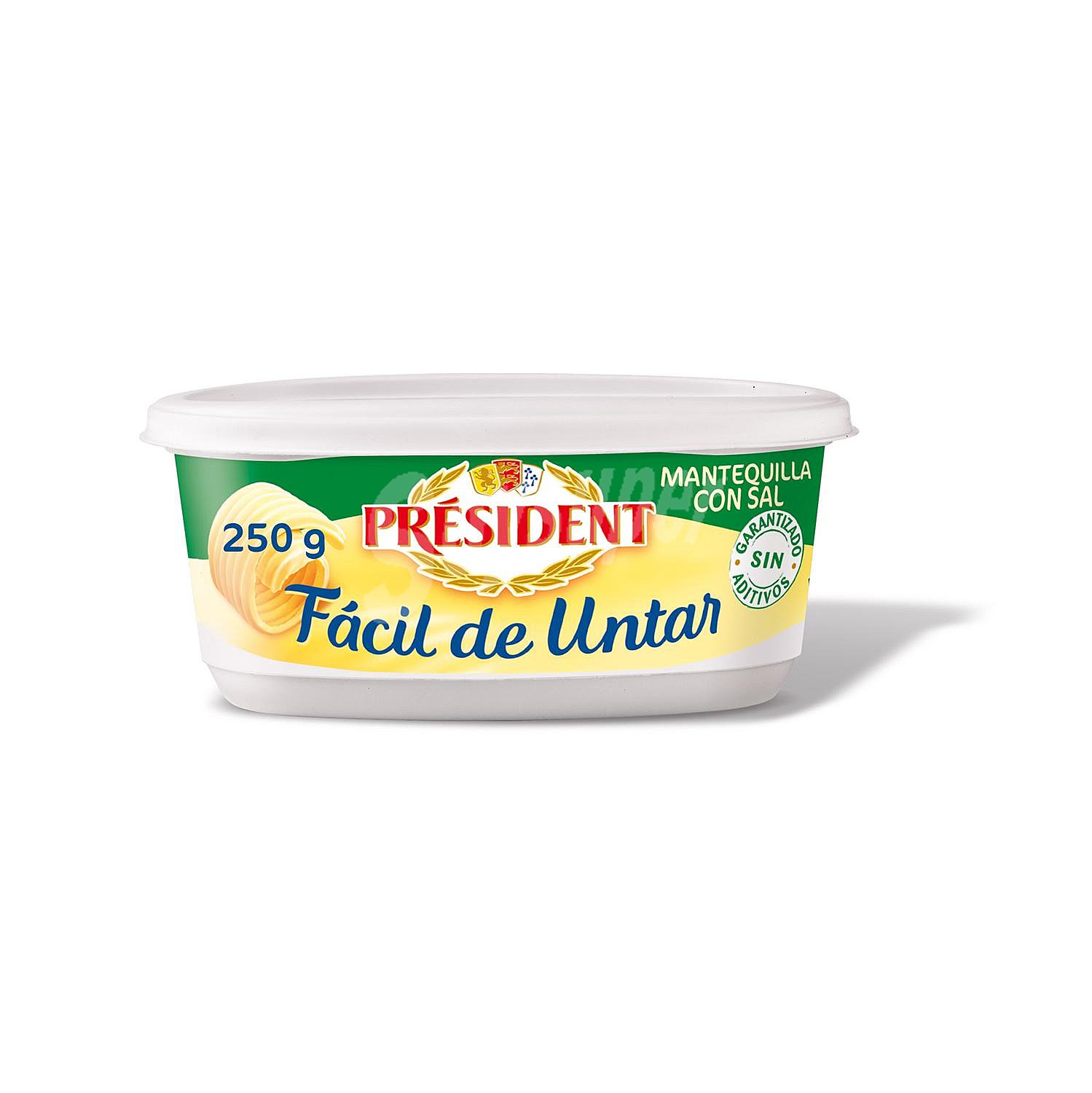 Tarrina de mantequilla con sal, sin aditivos y fácil untar president