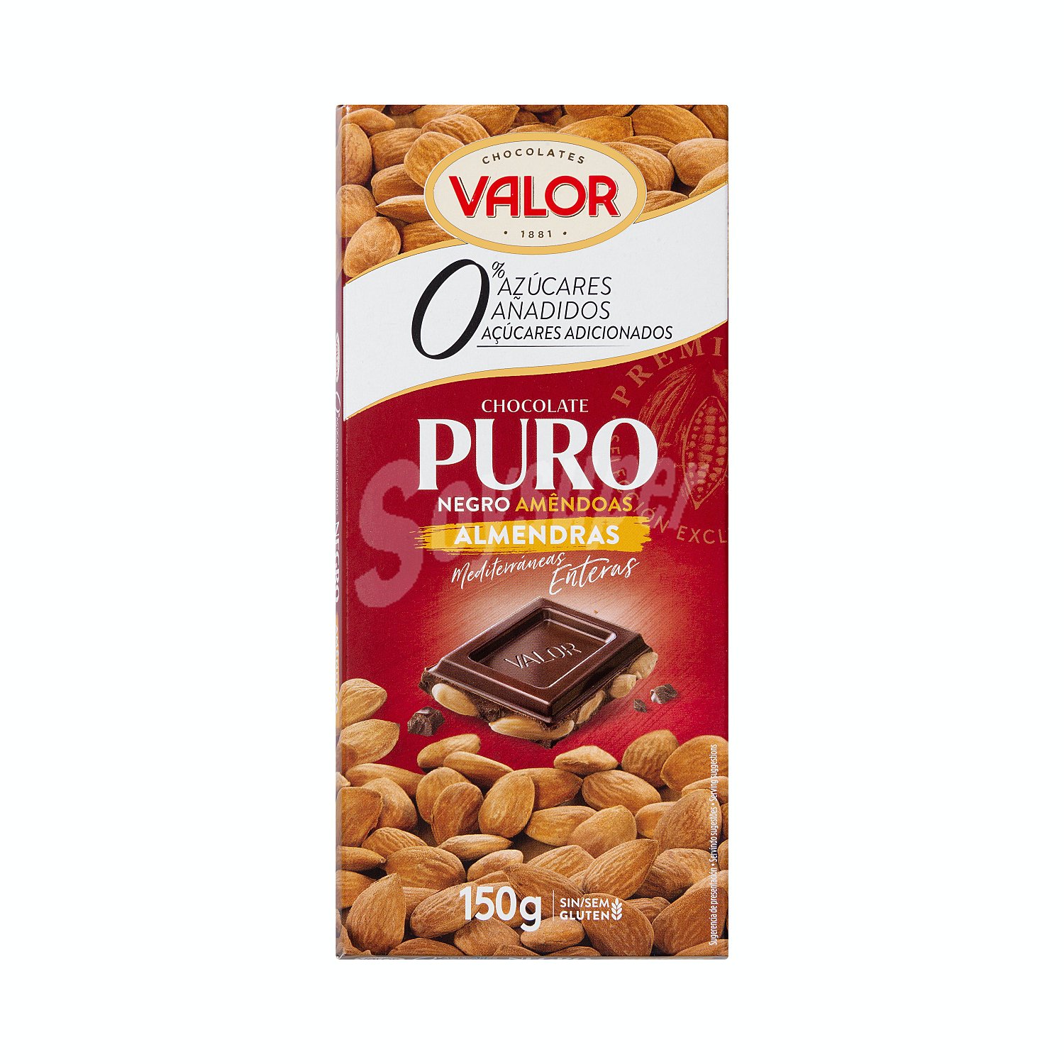 Chocolate puro con almendras sin azucares añadidos valor