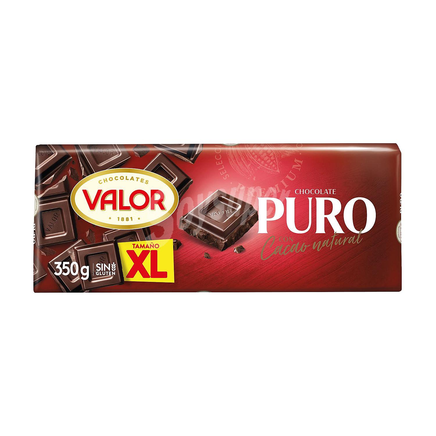 Chocolate puro XL Valor sin gluten