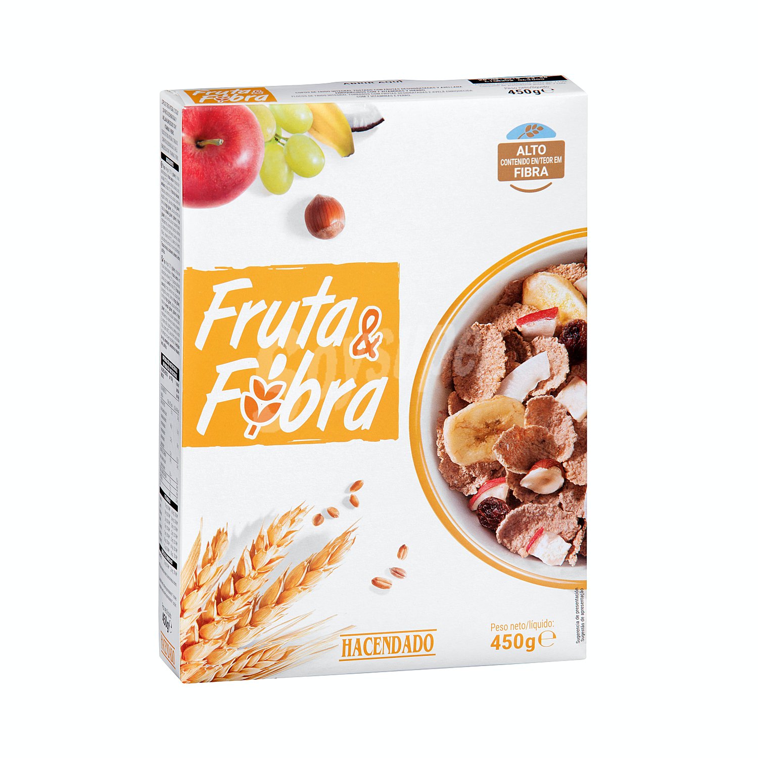 Cereal copos trigo integral frutas