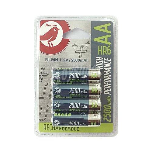 Pilas recargables AA, ni-mh, HR06, producto alcampo, 2500 mAh