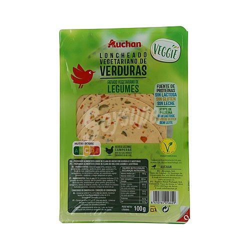 Producto alcampo Loncheado vegetariano a base de clara de huevo con verduras y aceitunas producto alcampo Veggie