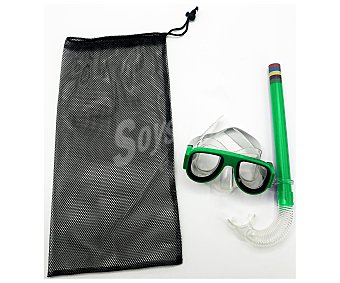 Set de buceo con gafas tubo y bolsa, varios colores, deportes.