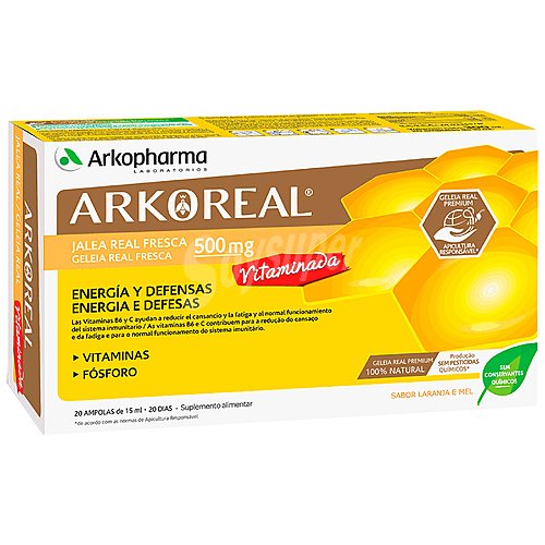 Arko real Jalea Real con vitaminas en cómodas ampollas monodosis arkoreal