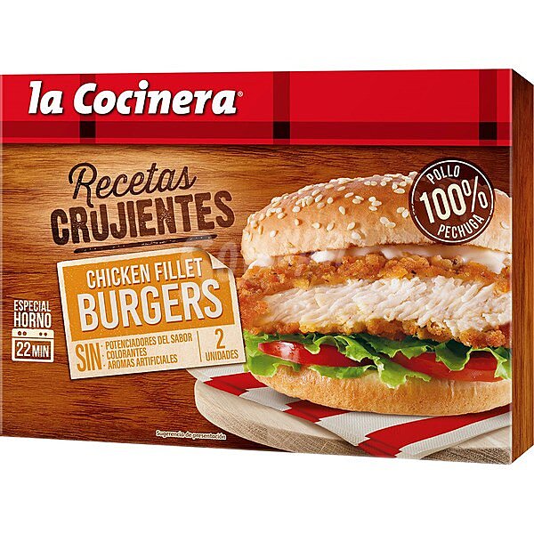 Recetas Crujientes pechuga de pollo para burguers 2 unidades