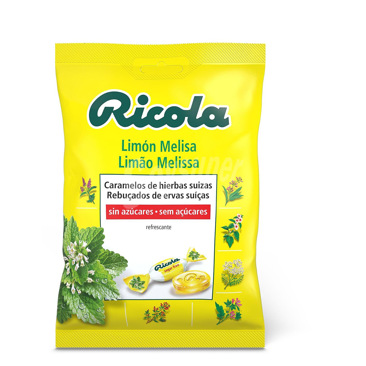 Caramelos sabor limón melisa sin azúcar Ricola