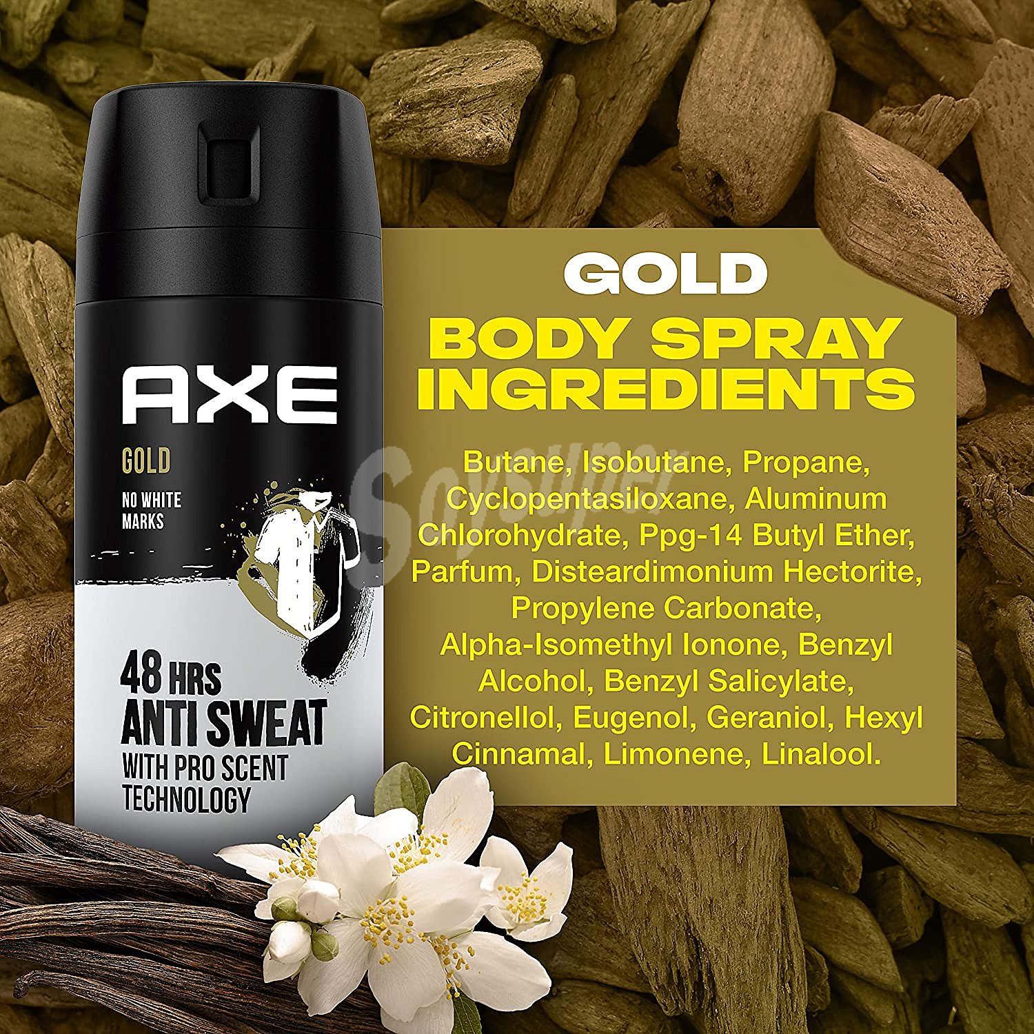 Desodorante en spray para hombre, con protección anti manchas y anti transpiración hasta 48 horas gold