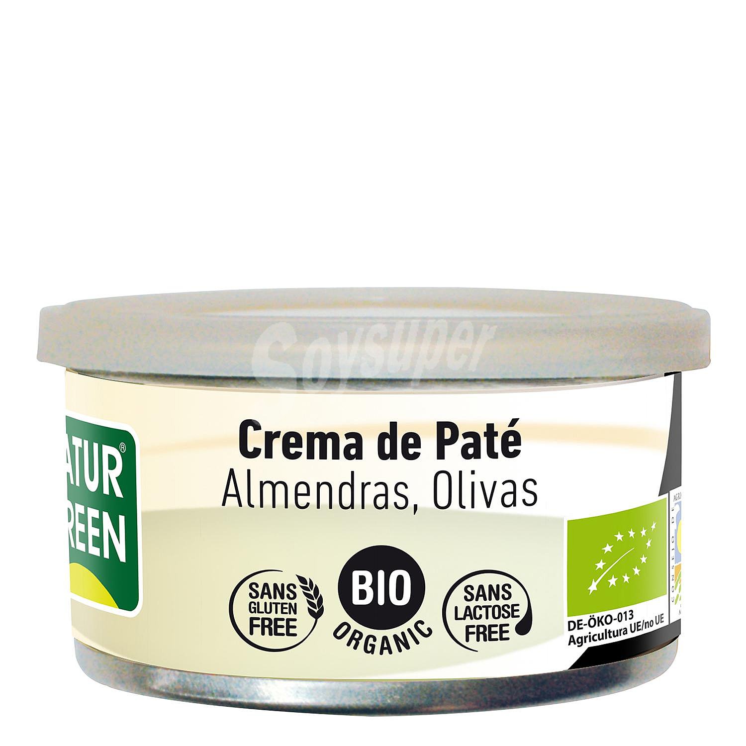 Crema paté almendras olivas ecológica sin gluten