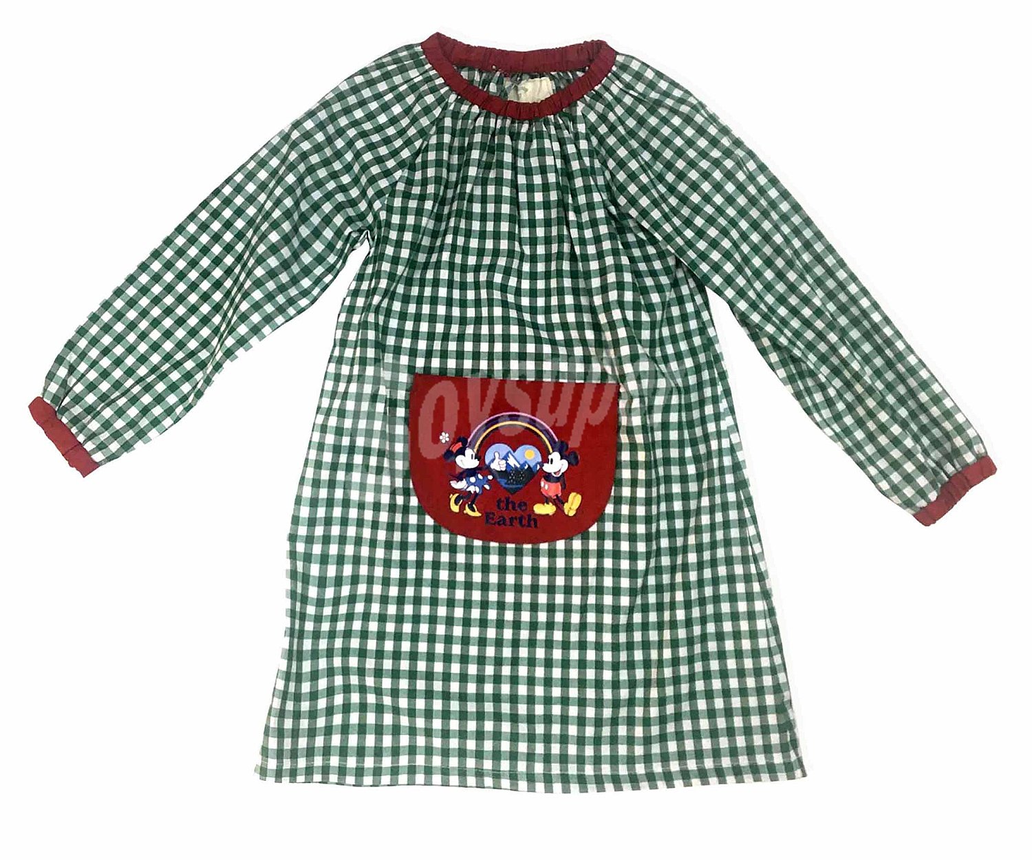 Babi verde sin botones con estampado en bolsillo Minnie Mouse, talla 2