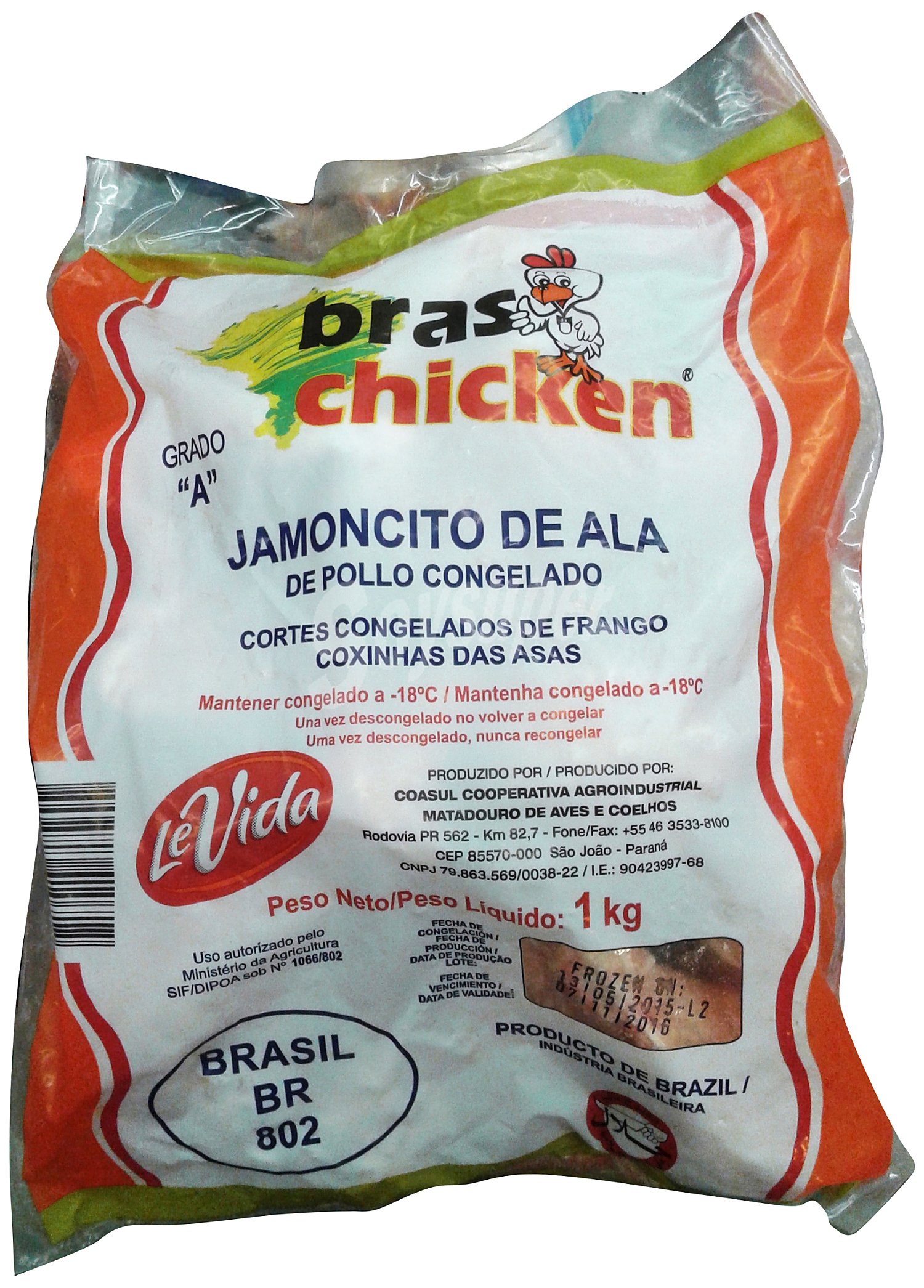 Pollo jamoncitos de ala congelados