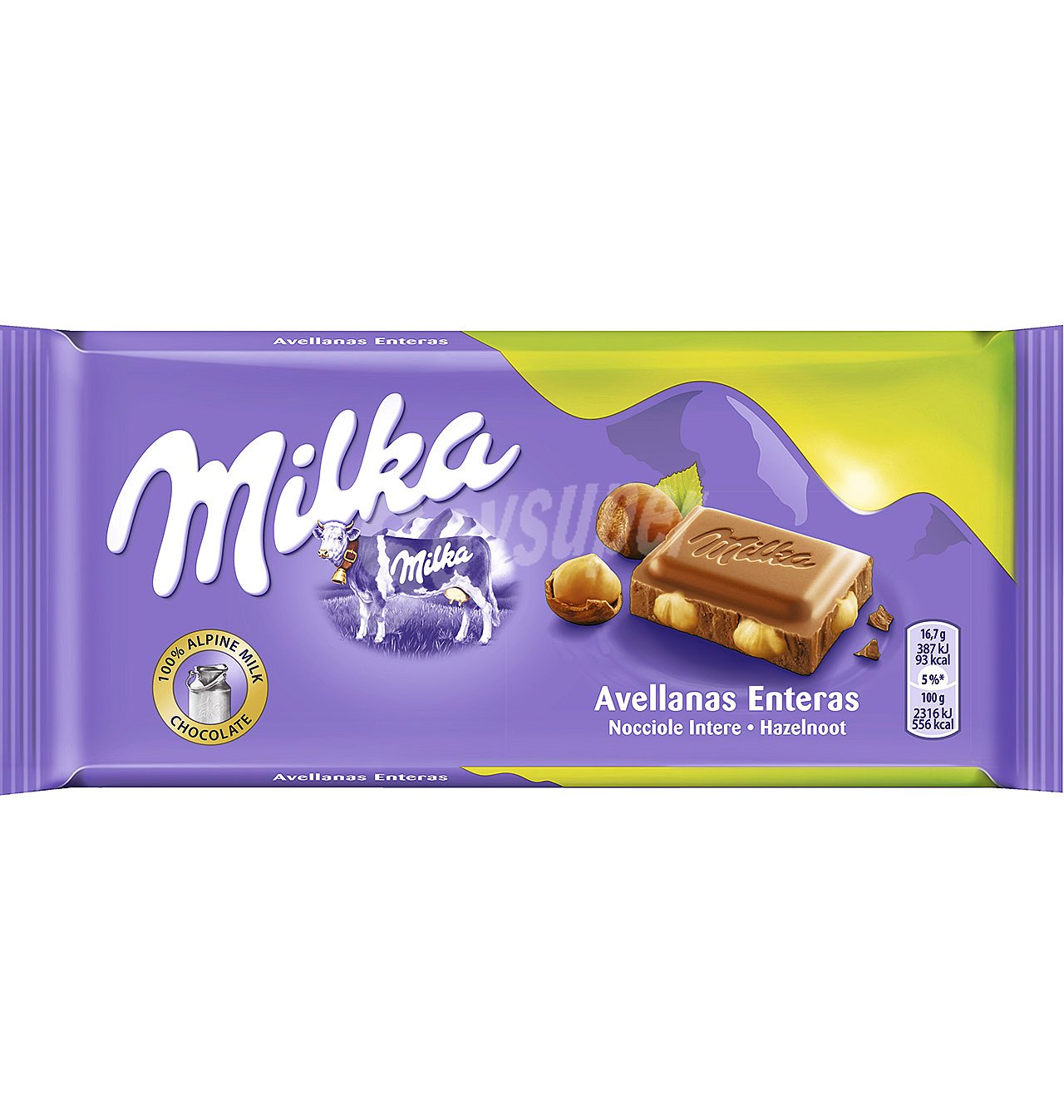 Chocolate de leche con avellanas milka