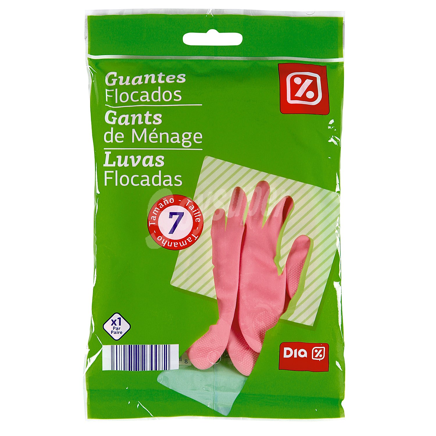 Guantes flocados talla 7 bolsa 1 par