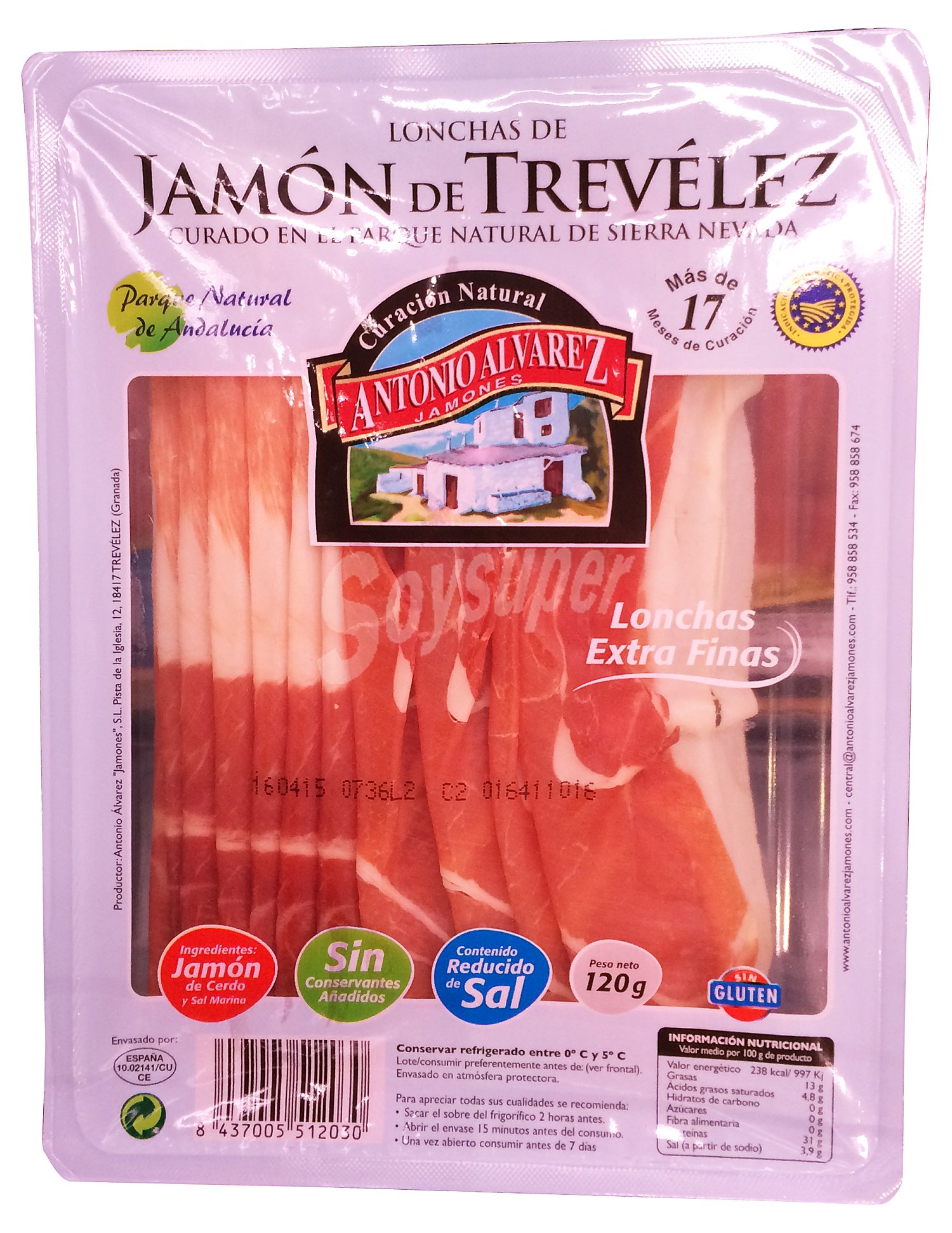 Jamón de Trevélez lonchas extra finas