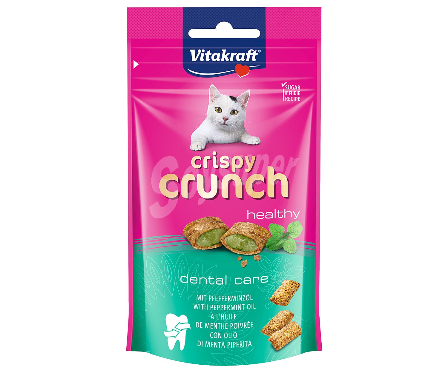 Vitakraft Snacks para gatos a base de aceite de menta, cuidado dental vitakraft crispy crunch