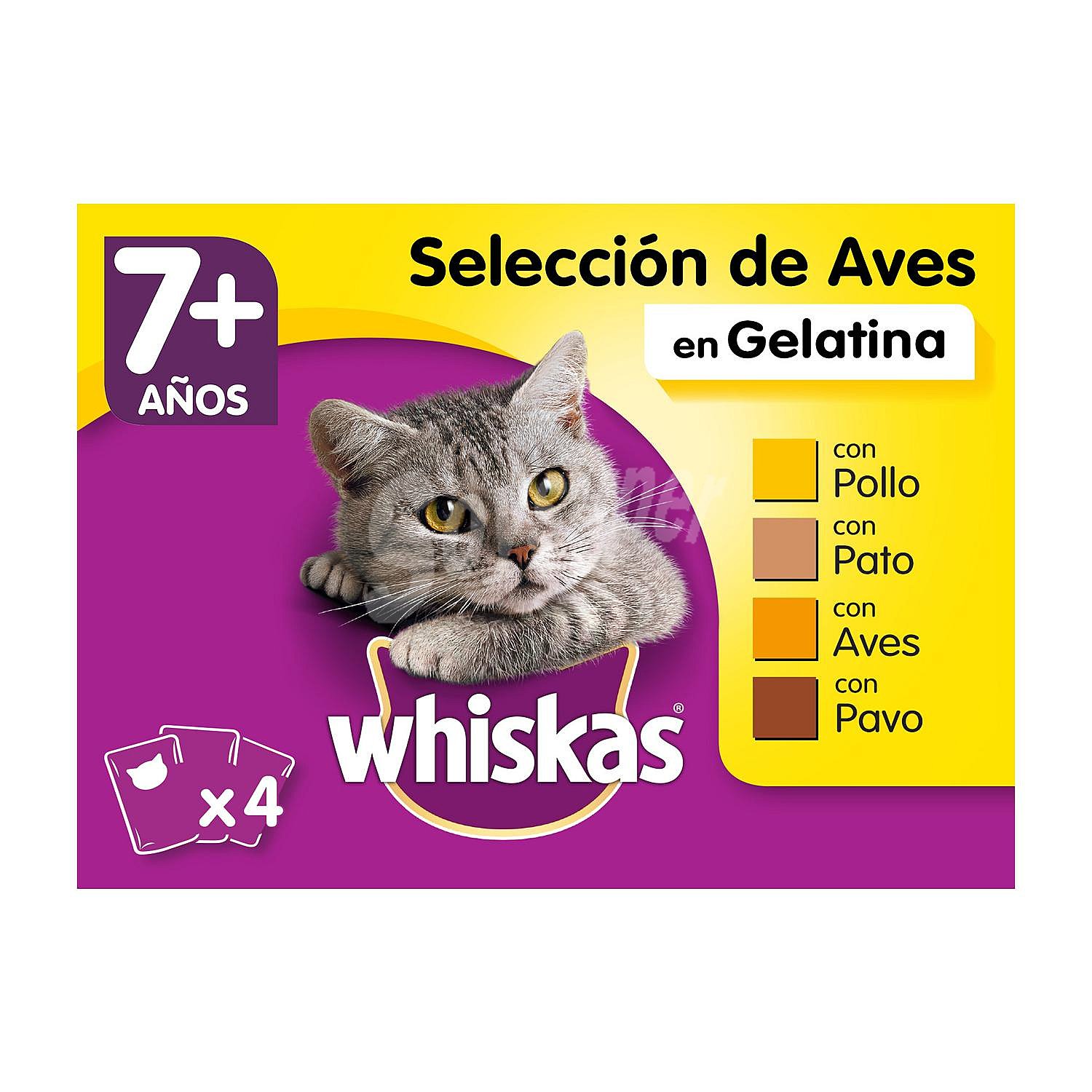 Comida húmeda selección aves en gelatina para gatos senior