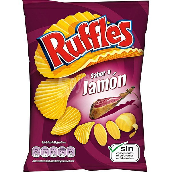 Patatas fritas sabor a jamón onduladas