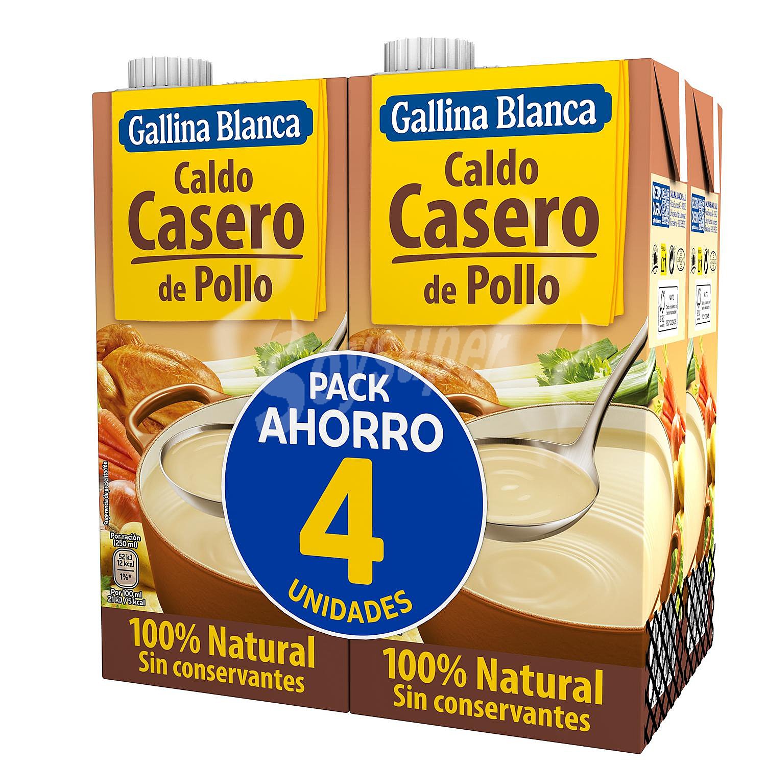 Caldo de pollo casero 100% natural