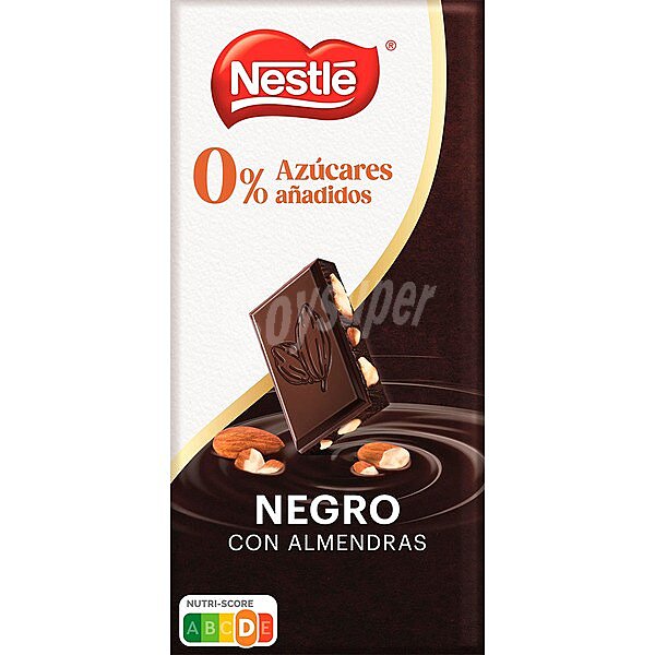 Chocolate negro con almendras Nestlé sin azúcar añadido