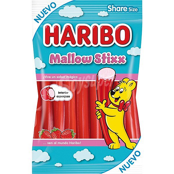 Regaliz de fresa relleno de mallow stixx