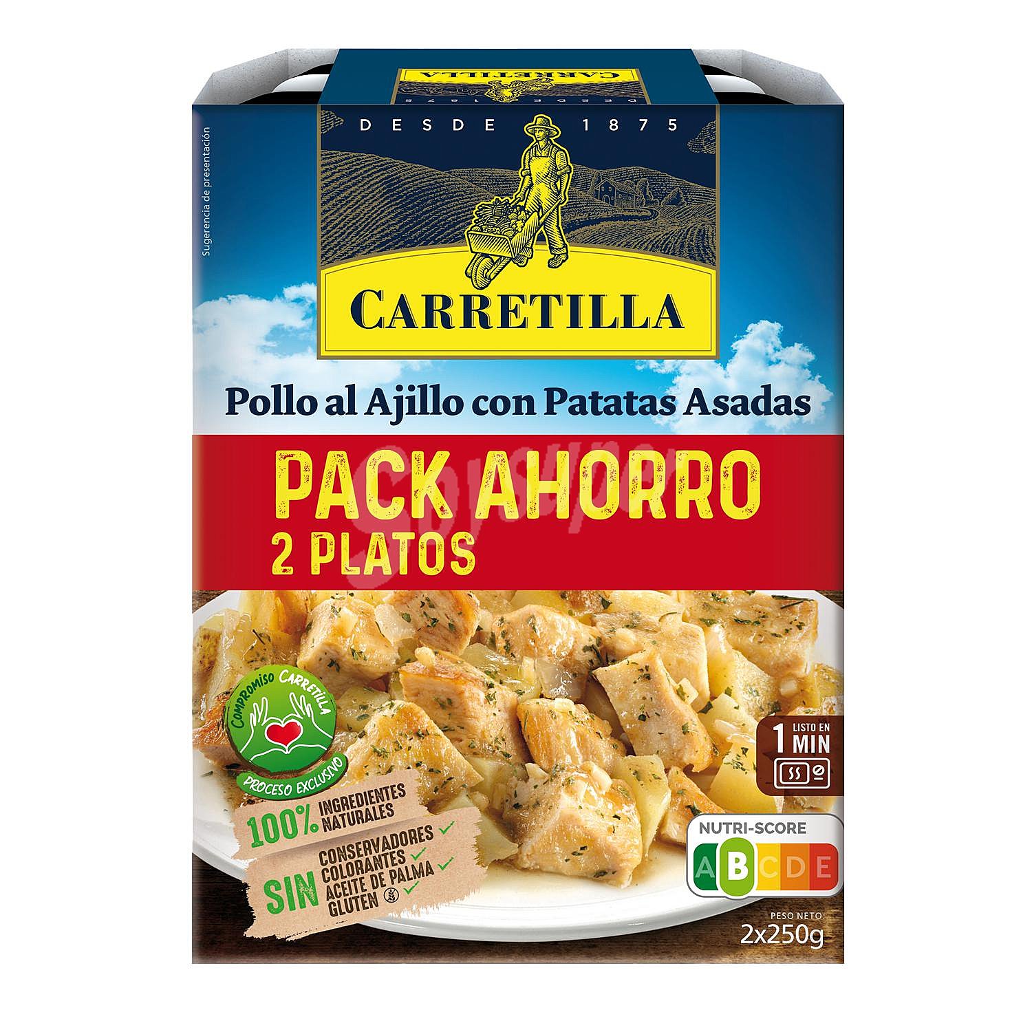 Pollo al ajillo con patatas asadas Carretilla sin gluten