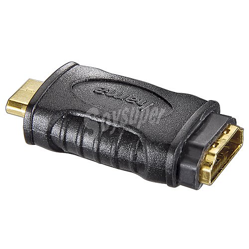 Adaptador qilive de minihdmi macho a hdmi hembra, terminales dorados, color negro