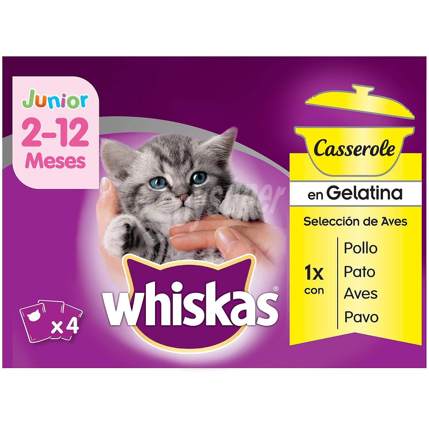 Comida húmeda selección aves para gatos junior Casserole