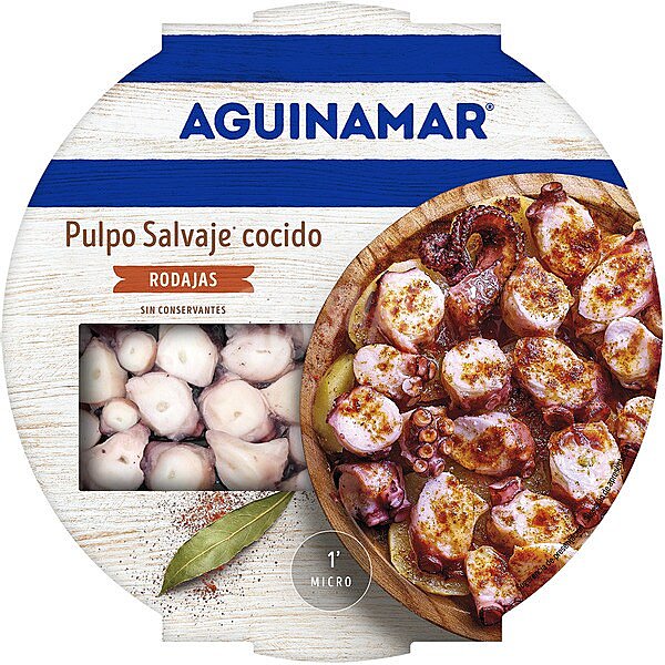 Rodajas de pulpo, cocido en su jugo