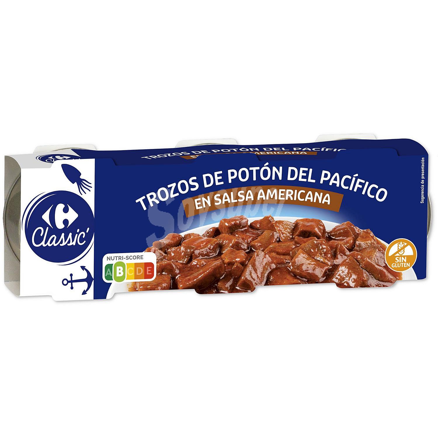 Trozos de potón en salsa americana Classic Carrefour sin gluten