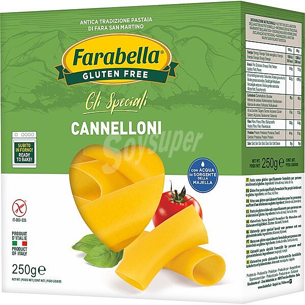 Farabella Gli Speciali Cannelloni sin gluten y sin lactosa