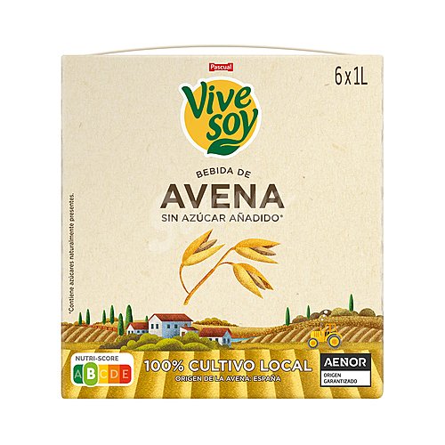 Vivesoy Bebida de avena de cultivo local 100%, sin azúcar añadido vivesoy de Pascual