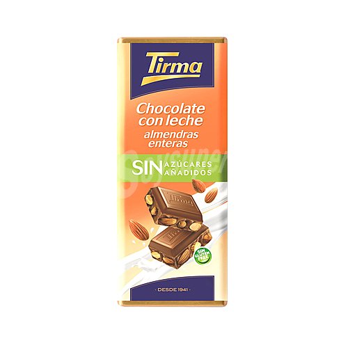 Tirma Chocolate con leche con almendras enteras, sin azucares añadidos tirma