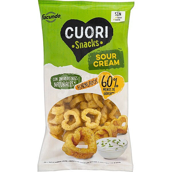 Cuori snacks de cereales horneados sabor a Sour Cream Sin Gluten