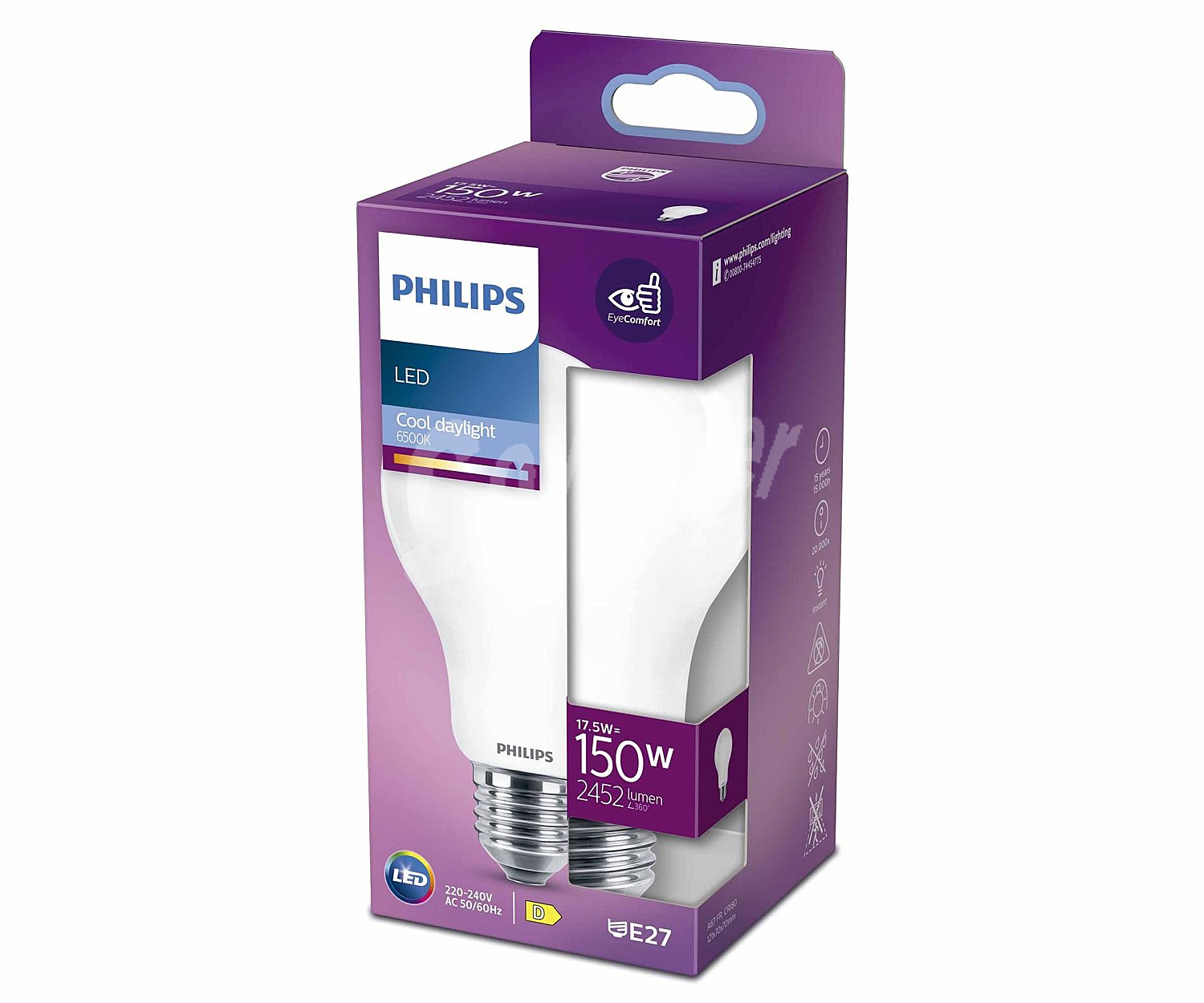 Bombilla Led E27, 17,5W=150W, luz fría , philips