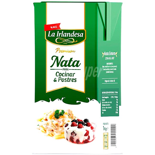 Nata líquida UHT para montar y cocinar