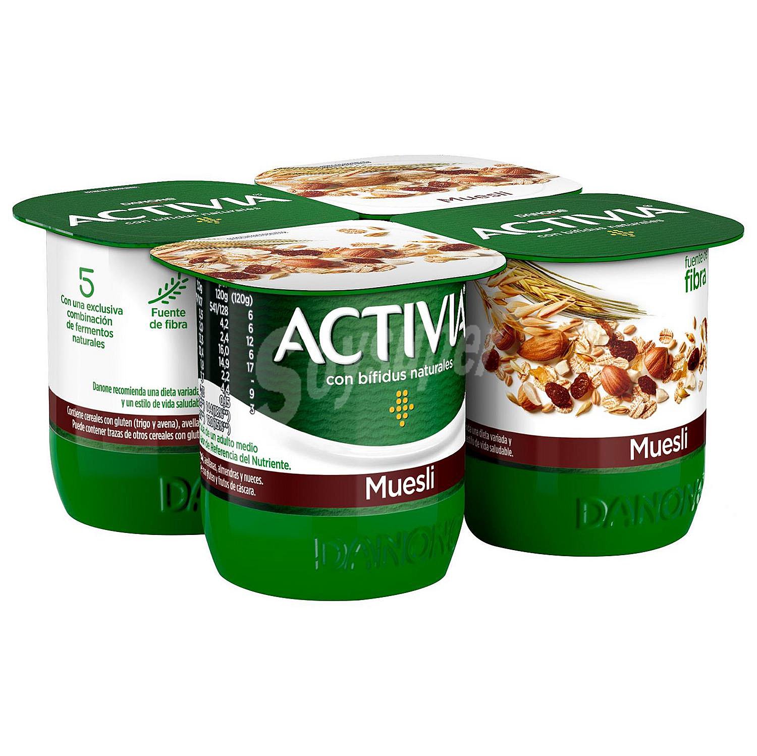 Yogur bífidus de fibras con muesli Danone Activia