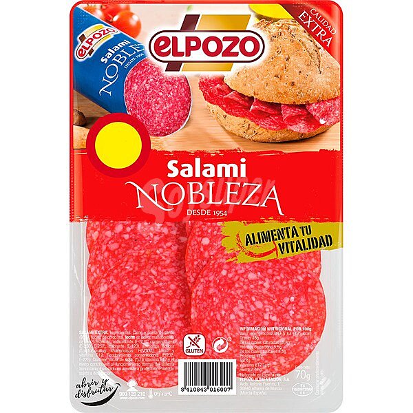 Nobleza salami extra en lonchas sin gluten envase 85 g