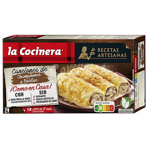 Canelones de champiñones y boletus