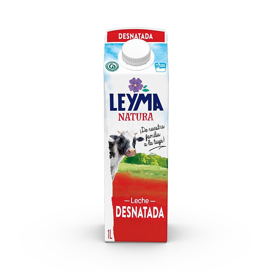 Leche de vaca desnatada de origen 100% gallego