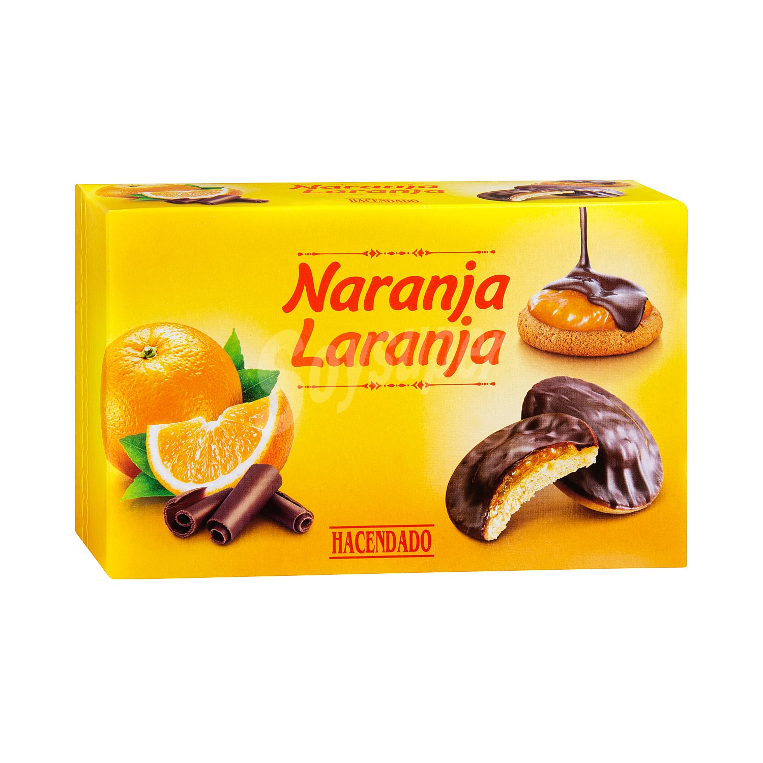 Galletas rellenas de naranja bañadas de chocolate