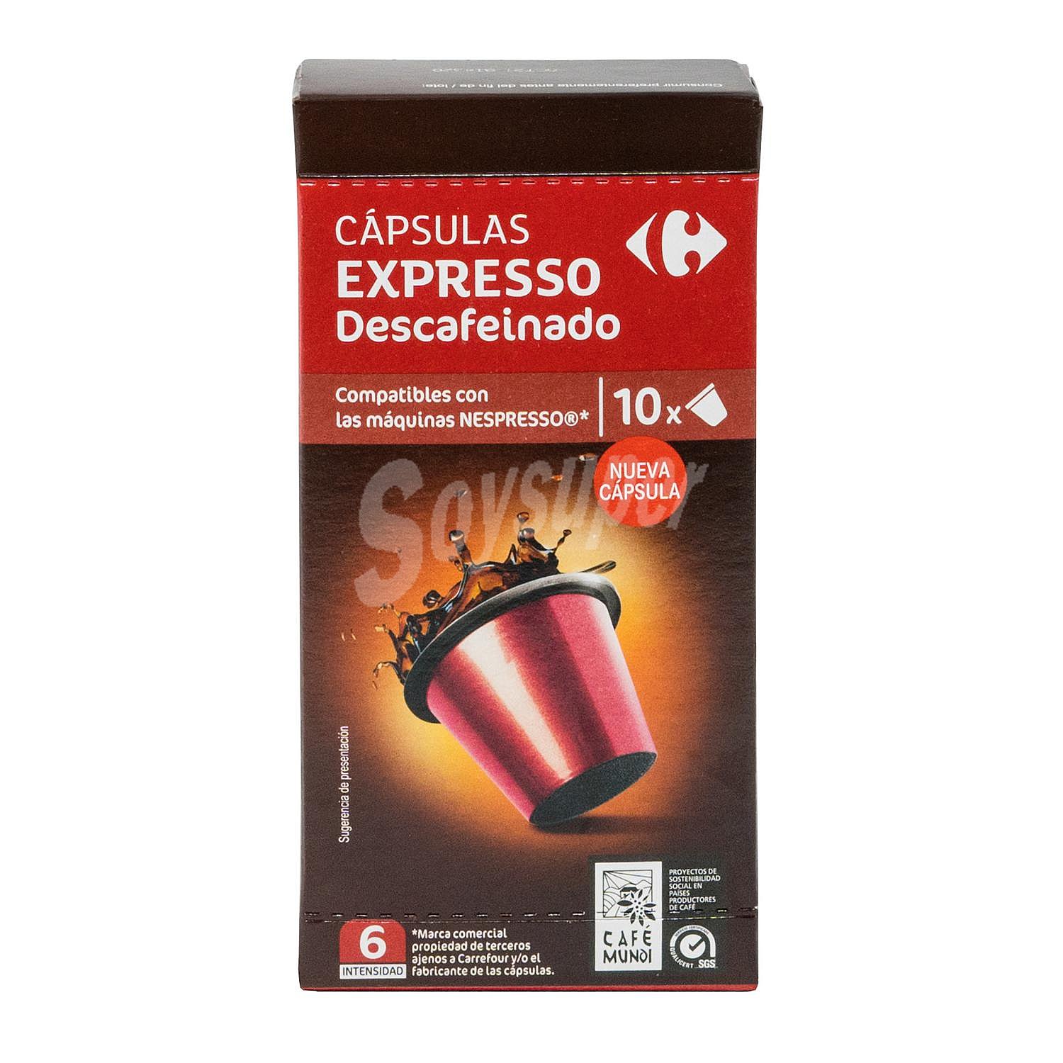 Café descafeinado en cápsulas Carrefour compatible con