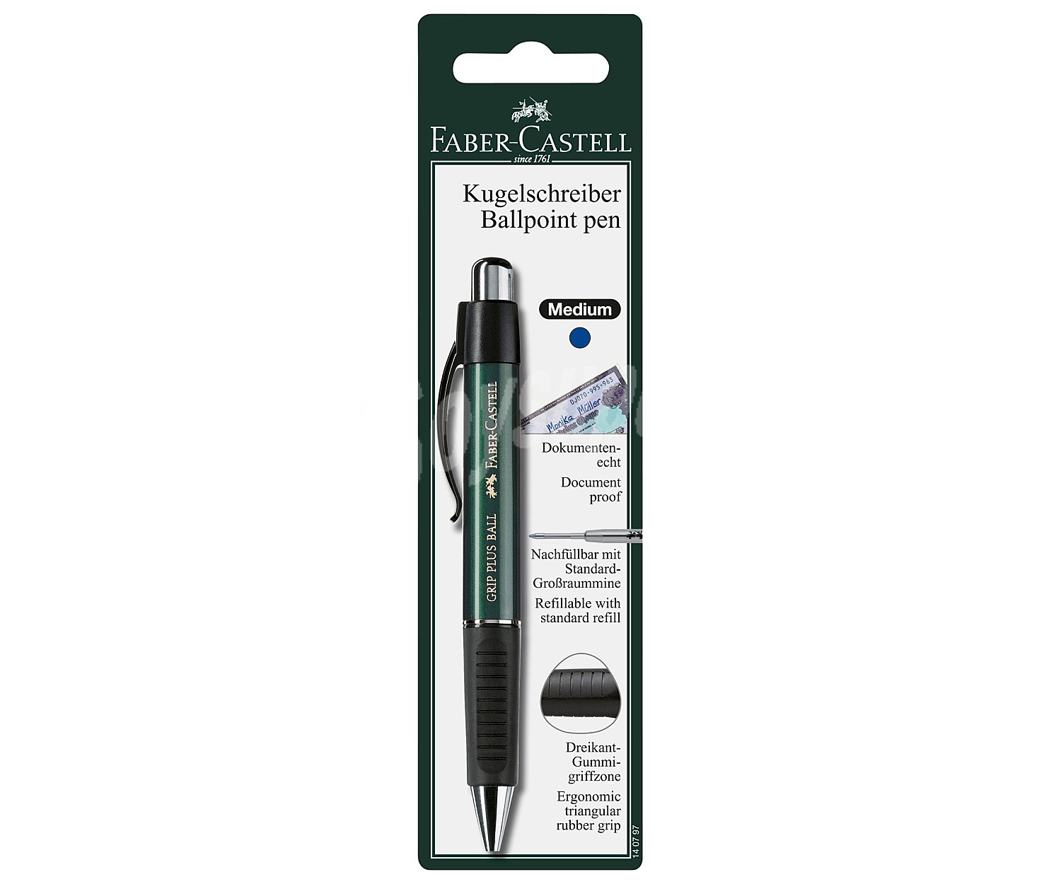 Bolígrafo escolar Grip Plus, 1 ud, FABER CASTELL.