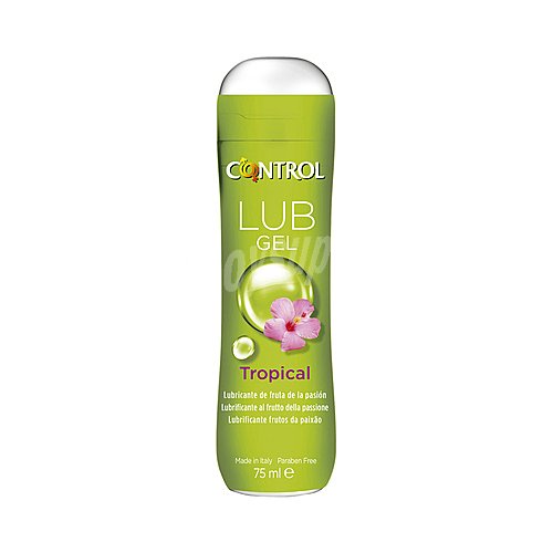 Control Gel lubricante con aroma a fruta de la pasión control Tropical