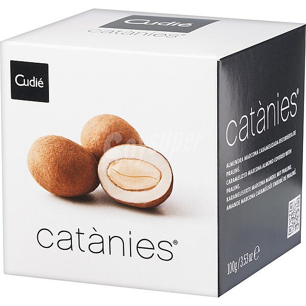 Catànies almendras caramelizadas recubiertas de praliné cubo