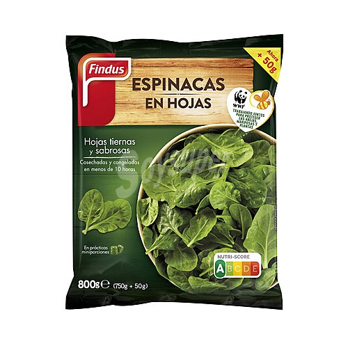 Findus Espinacas en hojas ultracongeladas en prácticas miniporciones findus