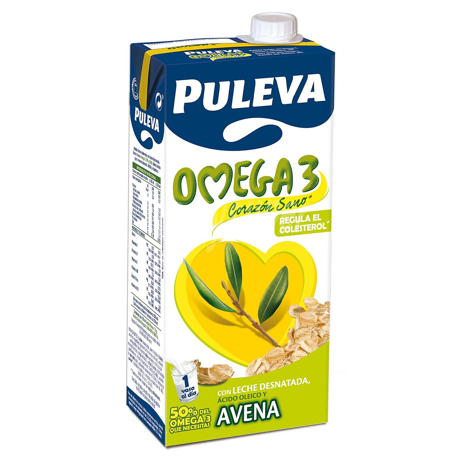 Preparado lacteo desnatado, enriquecido con avena, ácido oleico y Omega 3 puleva Omega 3